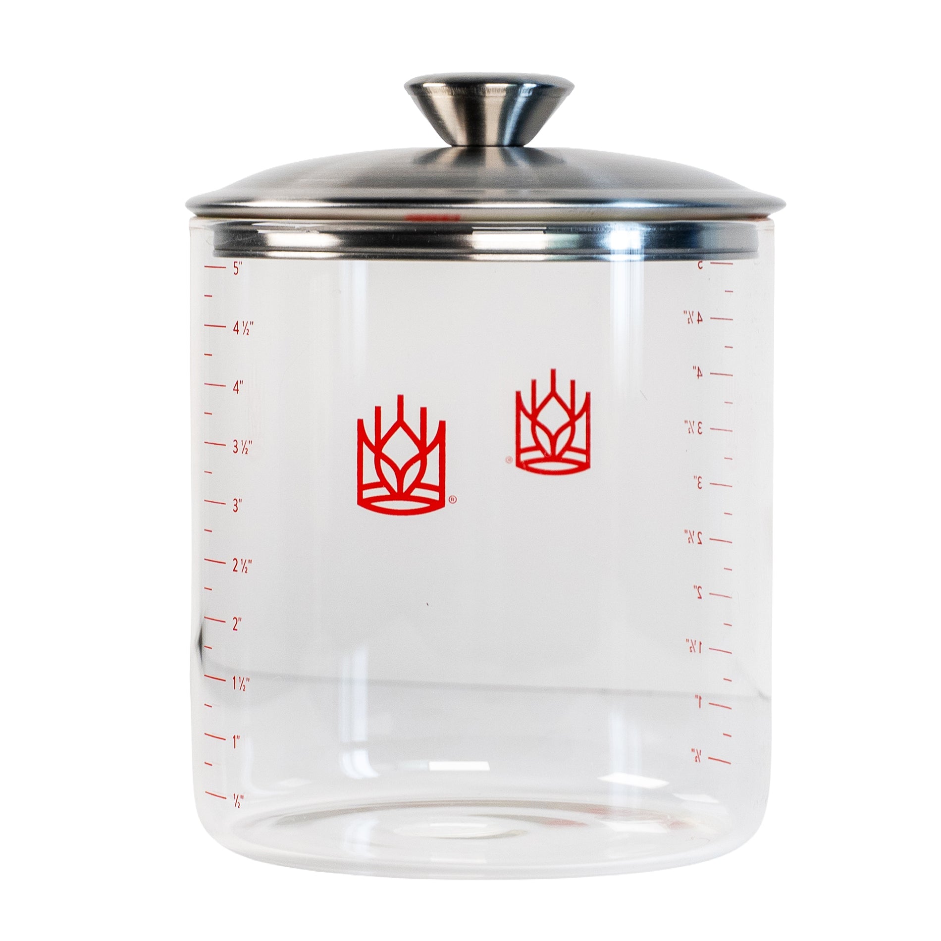 Glass crock with metal lid